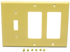 Leviton Ivory 3-Gang UNBREAKABLE Combination Decora Switch Wall Plate 80731-I Leviton Ivory 3-Gang UNBREAKABLE Combination Decora Switch Wall Plate 80731-I