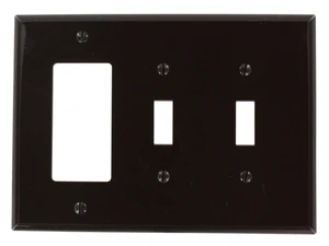 Leviton PJ226 Brown Midway Nylon Three Gang Combination Two Toggle Switch One Decora Wall Plate Leviton PJ226 Brown Midway Nylon Three Gang Combination Two Toggle Switch One Decora Wall Plate