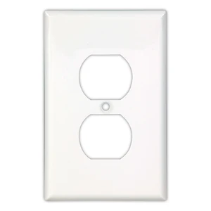Cooper PJ8W White Mid-Size Unbreakable Single Gang Duplex Receptacle Wall Plate Cooper PJ8W White Mid-Size Unbreakable Single Gang Duplex Receptacle Wall Plate