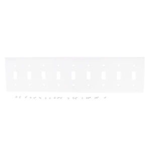 Leviton S603-W White Painted Metal Nine Gang Toggle Light Switch Wall Plate Leviton S603-W White Painted Metal Nine Gang Toggle Light Switch Wall Plate