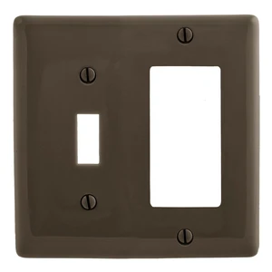 Hubbell NPJ126 Brown Mid-Size Combination Two Gang One Toggle One Decorator Wall Plate Hubbell NPJ126 Brown Mid-Size Combination Two Gang One Toggle One Decorator Wall Plate