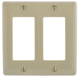 Hubbell NP262I Ivory Mid-Size Nylon Two Gang Decorator Wall Plate Hubbell NP262I Ivory Mid-Size Nylon Two Gang Decorator Wall Plate