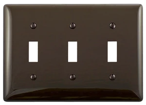 Hubbell NPJ3 Brown 3-Gang Unbreakable Mid-Size Switch Plate Cover Wallplate Hubbell NPJ3 Brown 3-Gang Unbreakable Mid-Size Switch Plate Cover Wallplate