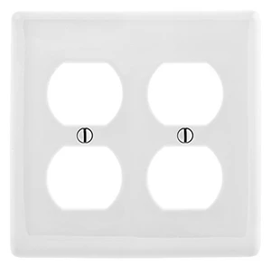 Hubbell NPJ82W White Mid-Size Two Gang Duplex Receptacle Wall Plate Hubbell NPJ82W White Mid-Size Two Gang Duplex Receptacle Wall Plate