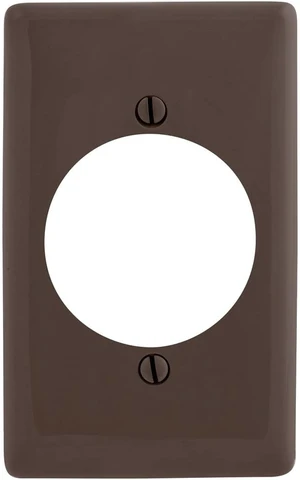 Hubbell NPJ724 1-Gang Single Outlet Receptacle Wall Plate, 2.15-Inch Diameter Opening, Unbreakable Nylon, Mid-Size, Brown Hubbell NPJ724 1-Gang Single Outlet Receptacle Wall Plate, 2.15-Inch Diameter Opening, Unbreakable Nylon, Mid-Size, Brown