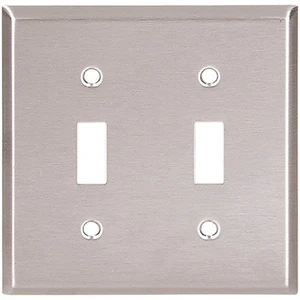 Cooper 93072 Stainless Steel Two Gang Toggle Light Switch Wall Plate Cooper 93072 Stainless Steel Two Gang Toggle Light Switch Wall Plate