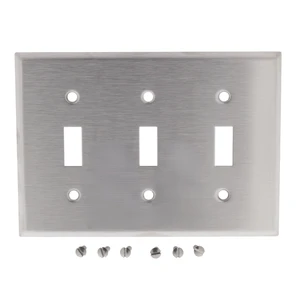 Cooper 93073 Stainless Steel Three Gang Toggle Light Switch Wall Plate Cooper 93073 Stainless Steel Three Gang Toggle Light Switch Wall Plate