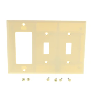 Cooper 2173V Ivory Three Gang Combination WallPlate, 2-Toggle 1-Decorator Opening Cooper 2173V Ivory Three Gang Combination WallPlate, 2-Toggle 1-Decorator Opening