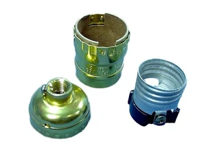 Leviton 9347 Keyless Lamp Holder, Short Electrolier Design, E26 Medium Base, Aluminum Shell w/Gold Finish Leviton 9347 Keyless Lamp Holder, Short Electrolier Design, E26 Medium Base, Aluminum Shell w/Gold Finish