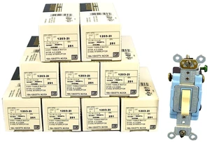 Leviton 1203-2I Ivory Industrial Grade Three Way Toggle Light Switch 15A (Pack of 10) Leviton 1203-2I Ivory Industrial Grade Three Way Toggle Light Switch 15A (Pack of 10)