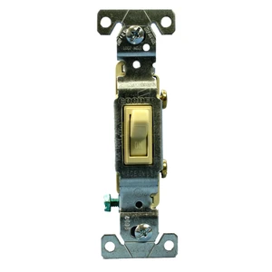 Cooper Wiring Devices C1301-7V Single Pole Toggle Light Switch, 15A 120V, Side Wired, Grounding, Residential Grade, Ivory Cooper Wiring Devices C1301-7V Single Pole Toggle Light Switch, 15A 120V, Side Wired, Grounding, Residential Grade, Ivory