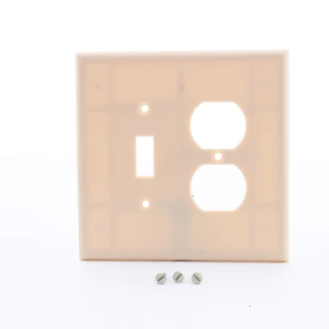 Leviton 86105 Ivory Oversize Two Gang Combination Toggle Switch Duplex Receptacle Wall Plate Leviton 86105 Ivory Oversize Two Gang Combination Toggle Switch Duplex Receptacle Wall Plate