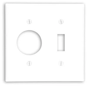 Leviton 88007 2-Gang Combination Toggle Switch Single Receptacle Wall Plate, 1.406" Diameter Outlet Opening, Standard Size Cover, Thermoset Plastic, White Leviton 88007 2-Gang Combination Toggle Switch Single Receptacle Wall Plate, 1.406" Diameter Outlet Opening, Standard Size Cover, Thermoset Plastic, White