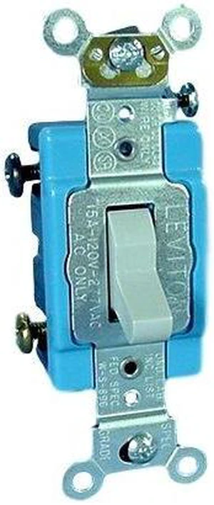 Leviton 1103-2GY Gray Industrial Grade Three Way Toggle Light Switch 15A Leviton 1103-2GY Gray Industrial Grade Three Way Toggle Light Switch 15A