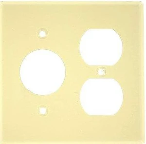 Leviton 86046 Ivory Painted Metal Two Gang Combination Single 1.406" Single Receptacle Duplex Outlet Wall Plate Leviton 86046 Ivory Painted Metal Two Gang Combination Single 1.406" Single Receptacle Duplex Outlet Wall Plate