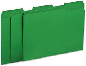 Colored File Folders 1/3 Cut OnePly Tab Letter Green 100/Box - OEM