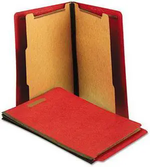 Universal Pressboard End Tab Folders Letter SixSection Bright Red 10/Box - OEM