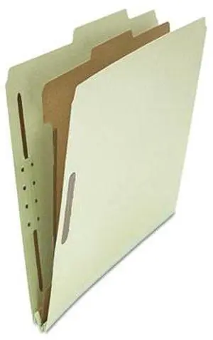 Pressboard Classification Folder Letter FourSection GrayGreen 10/Box - OEM