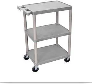 Luxor HE34-G 3 Shelves Multipurpose Storage Structural Foam Plastic Utility Cart - Gray