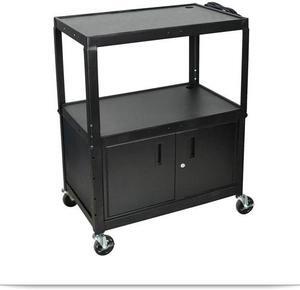 Luxor Adjustable Height Steel A/V Cart with Locking Cabinet