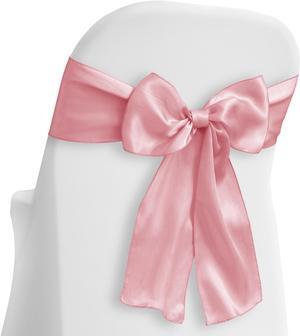 Lann's Linens - 30 Elegant Satin Wedding/Party Chair Cover Sashes/Bows - Ribbon Tie Back Sash - Pink