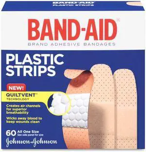 Band-Aid Brand Tru-Stay Plastic Strips Adhesive Bandages All One Size 60/Count (513186) 100563500
