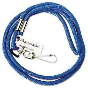 Baumgartens Standard Lanyard With Hook 36" L Nylon Blue 68903