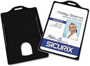 Baumgartens ID Card Holders Vertical 3-3/8"x2-1/8" 25/PK Black 68320