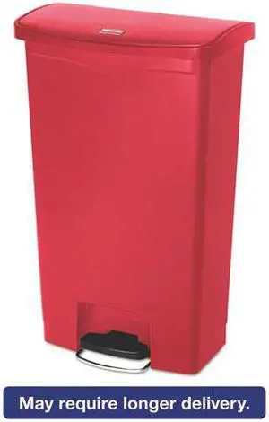 Rubbermaid - FG1883568 - Slim Jim Resin Step-On Container, Front Step Style, 18 gal, Red