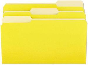 UNIVERSAL File Folders 1/3 Cut One-Ply Top Tab Legal Yellow/Light Yellow 100/Box