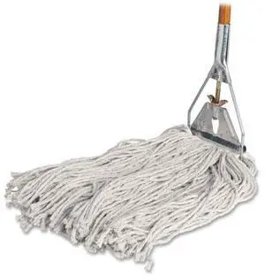 Genuine Joe Wood Handle Complete Wet Mop - 60" x 0.94" Cotton Head Wood Handle - Lightweight - 1 Each  GJO54201