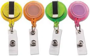 Advantus 4-Color Neon Set ID Card Reels - Metal, Plastic, Nylon - 20 / Pack - Neon Orange, Neon Yellow, Neon Green, Neon