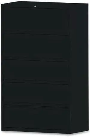Lorell Lateral File RCD 5-Drawer 42"x18-5/8"x68-3/4" Black 43517