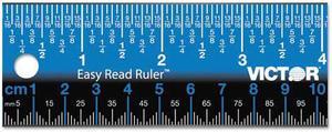 Victor EZ18SBL Easy Read Stainless Steel Ruler Standard / Metric 18" Blue