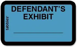 Tabbies 58093 Defendant's Exhibit Legal File Labels, 1 5/8" Width x 1" Length - 252 / Pack - Blue