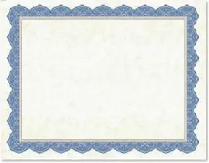 Geographics Drama Blue Border Blank Certificates - 8.50" x 11" - Inkjet, Laser Compatible with Blue Border15 / Pack  GEO