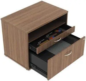 Alera - LS583020WA - Alera Open Office Series Low File Cabinet Credenza, 29 1/2x19 1/8x22 7/8, Walnut