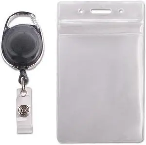Advantus Badge Reel Holder Combo Pack - Vinyl - 10 / Pack - Black/Clear  AVT91129