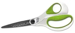 Carbo Titanium Bonded Scissors, 8" Long, Straight Handle, White/Green ACM16447