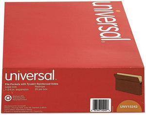 UNIVERSAL 1 3/4 Inch Expansion File Pockets Straight Tab Legal Redrope/Manila 25