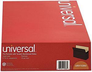 UNIVERSAL 5 1/4 Inch Expansion File Pockets Straight Legal Redrope/Manila 10/Box