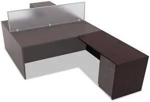 Alera Valencia Series Reversible Return/Bridge Shell,47 1/4w x 23 5/8d, Mahogany