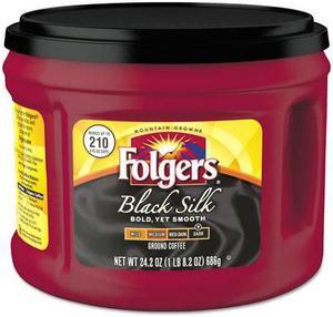 Folgers Black Silk Dark Ground Coffee Ground - Regular - Black Silk - Dark - 24.2 oz Per Canister - 1 Each  FOL20540