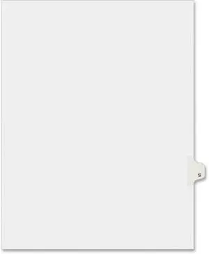 Avery 01419 Avery-Style Legal Side Tab Dividers, One-Tab, Title S, Letter, White, 25/Pack