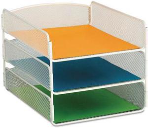 Safco Onyx Letter Tray - 3 Compartment(s) - 3 Tier(s) - 8" Height x 9.3" Width x 11.8" Depth - Desktop - White - Steel -