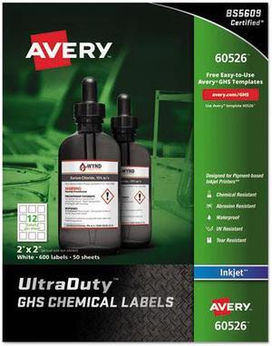 Avery Chemical Container Labels 2"x2" 50Shts 600/BX WE 60526