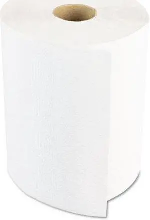 Hardwound Paper Towels, 8" x 800ft, 1-Ply, White, 6 Rolls/Carton