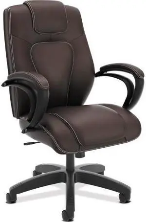 HON Managerial Office Chair- High-Back Computer Desk Chair with Loop Arms,  Brown (VL402)