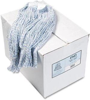 Mop Head, Floor Finish, Narrow, Rayon/Polyester, Large, White/Blue, 12/Carton
