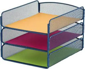 Safco Triple Letter Tray Org 9-1/2"x11-3/4"x8" Blue 3271BU